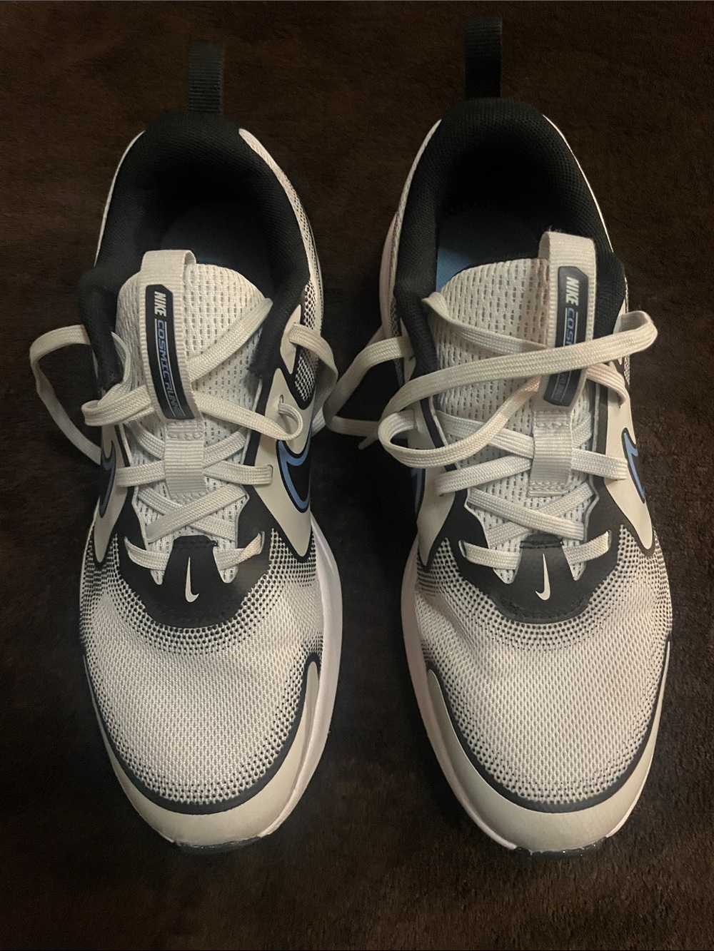 Nike Kids White Black and Light Blue Sneakers